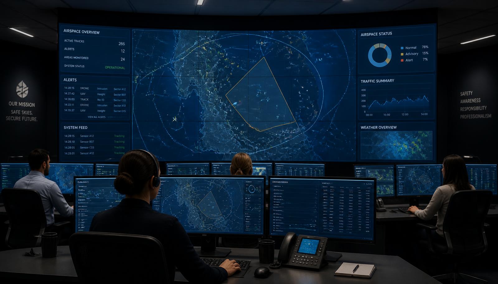 Operations centre overlooking regional infrastructure